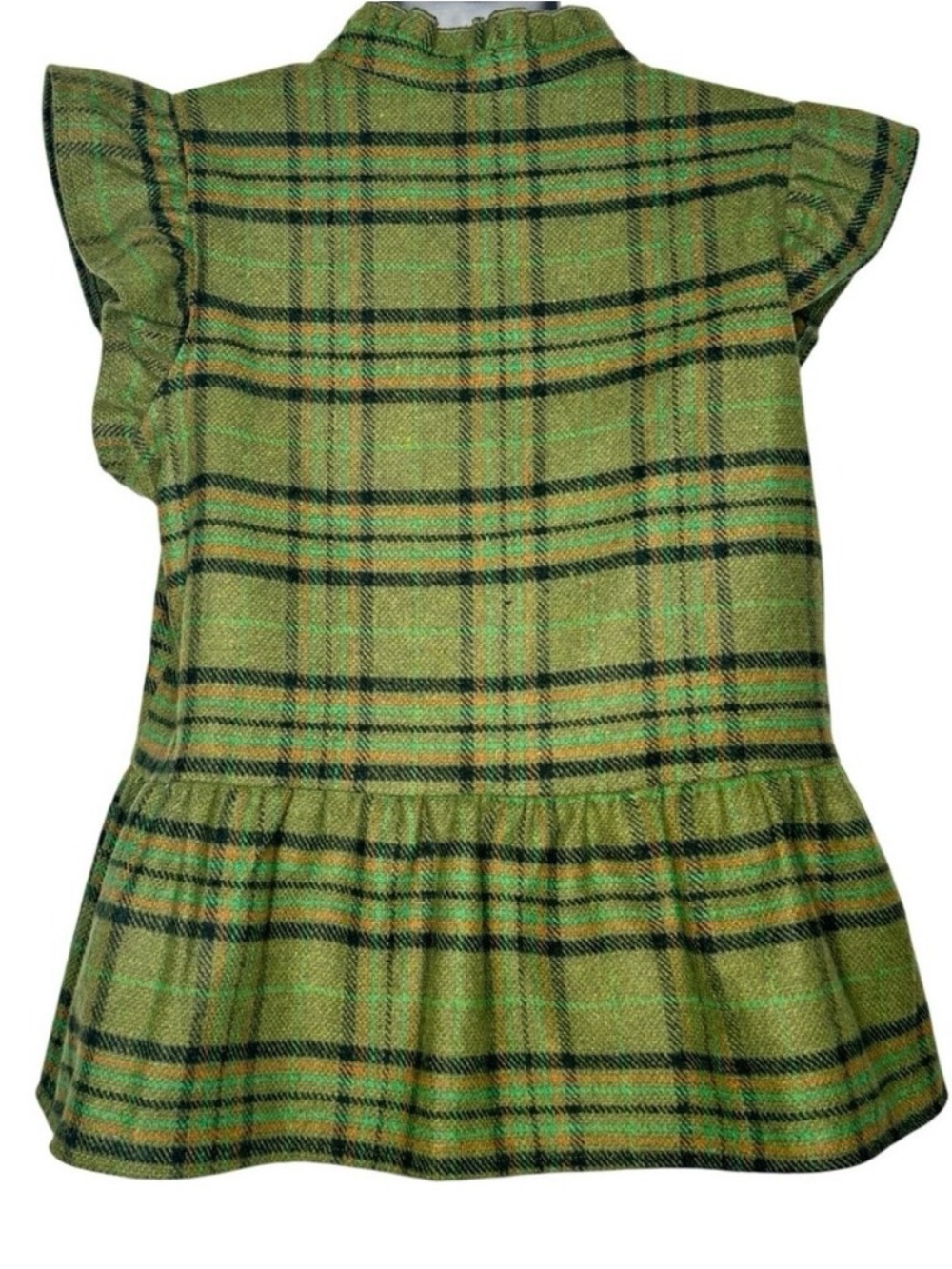 VOY Plaid Peplum Blouse Wool Blend‎ Boho Folk Cottagecore Top Size S - Picture 2 of 4